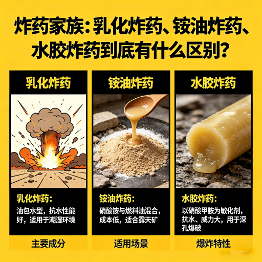 金东炸药家族：乳化炸药、铵油炸药、水胶炸药到底有什么区别？